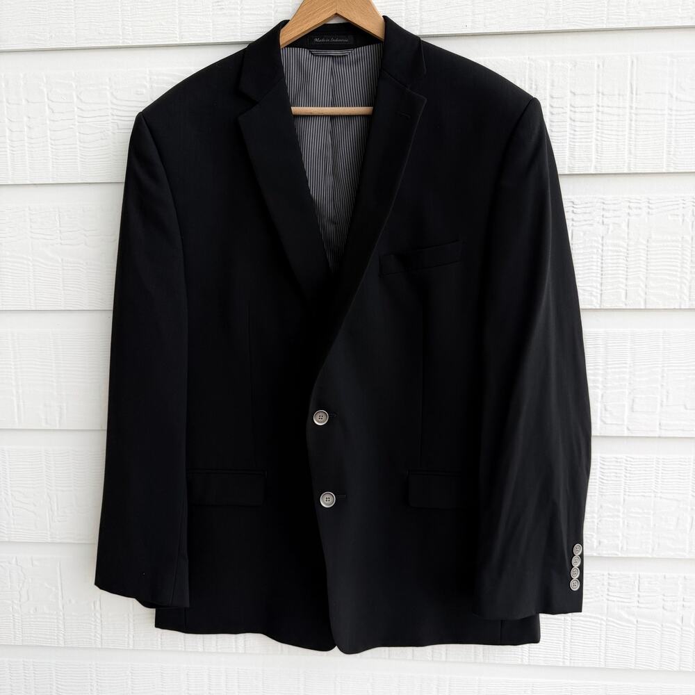 Calvin Klein Men's Black Wool Blazer Suit Jacket 44R Classic Tailored